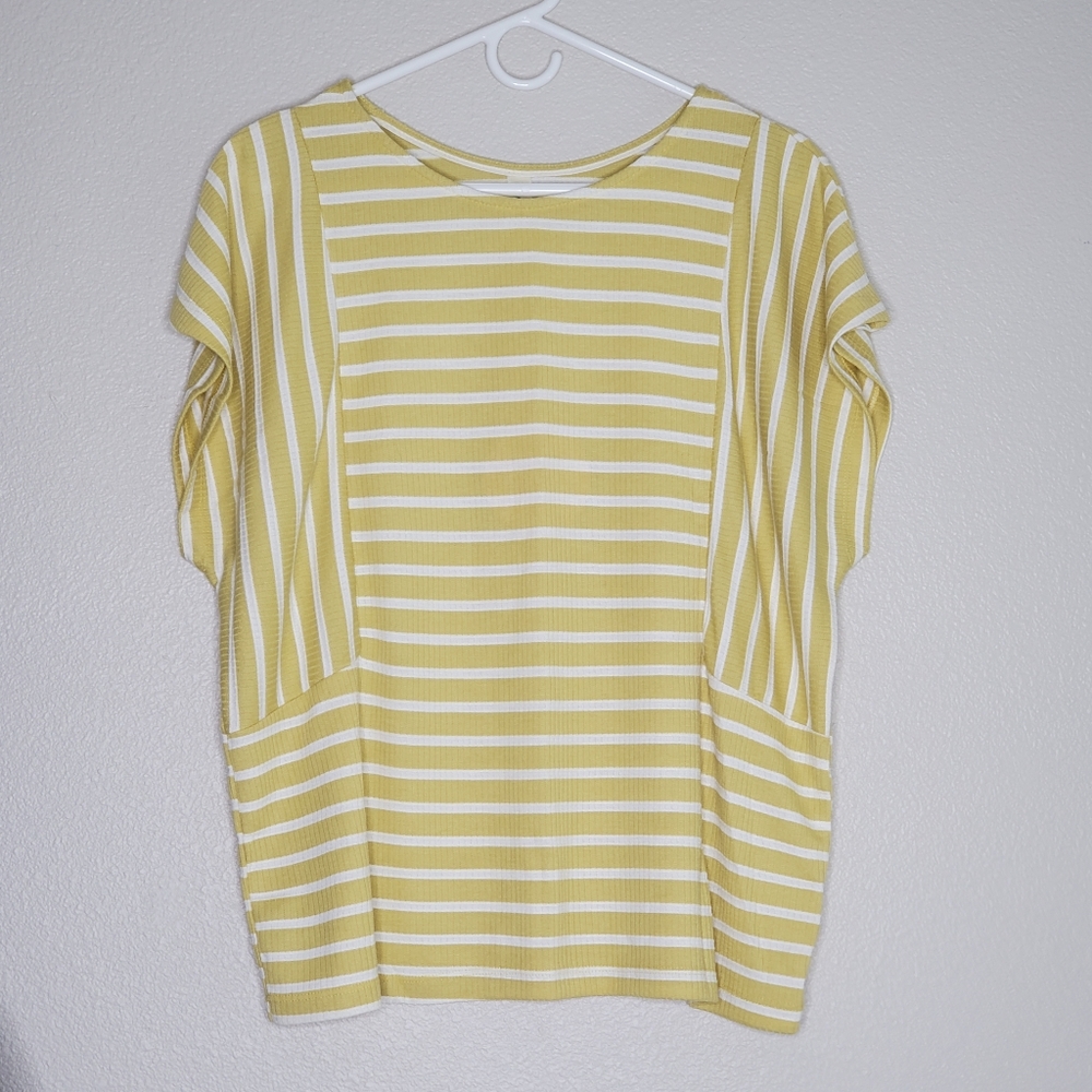 LARA striped tshirt yellow and white striped